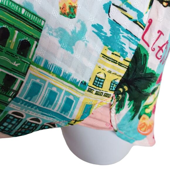 Jane + Delancey CALIENTE Tropical Cuban Print Button Shirt L | Palm Music Fiesta - Picture 5 of 9